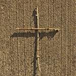 A small cross of twigs